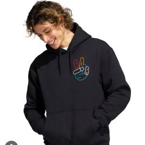 Adidas Originals Men's Black Trefoil Peace Sign Hoodie size medium